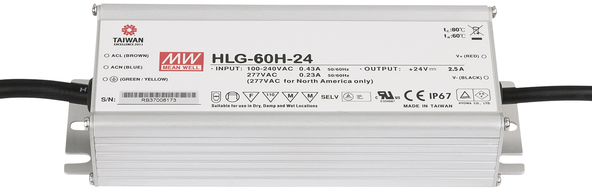 MEANWELL LED-Netzteil 60 W/24 V DC MEAN WELL HLG-60H-24
