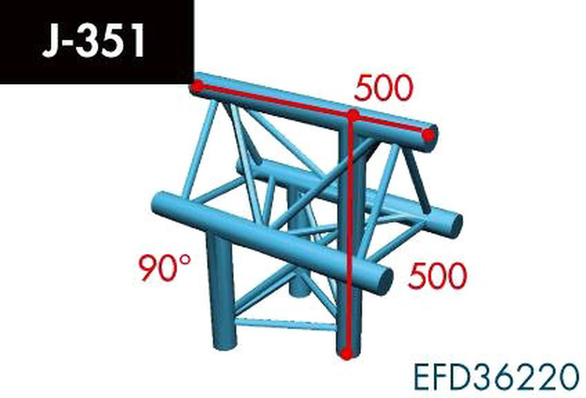 X3K-30/H (Heavy Duty) J-351 3-Weg T-Stück, Winkel 90°, Spitze ob