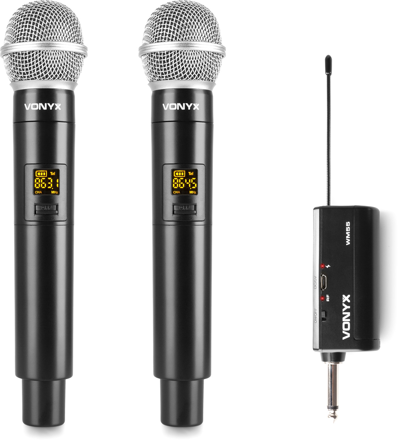 Vonyx WM552 Doppeltes drahtloses Mikrofon Plug-and-Play-Set UHF