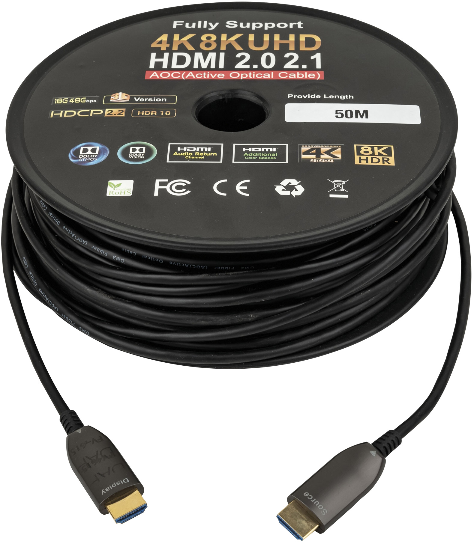 DAP-Audio HDMI 2.1 AOC 8K Glasfaserkabel 50 m – vergoldet