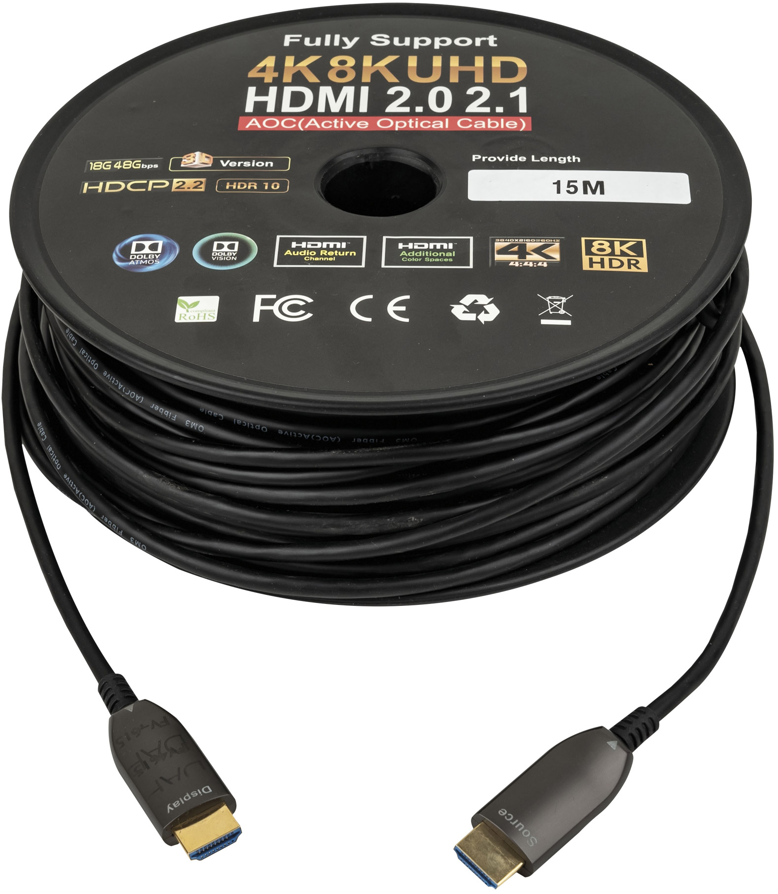 DAP-Audio HDMI 2.0 AOC 4K Glasfaserkabel 15 m – vergoldet