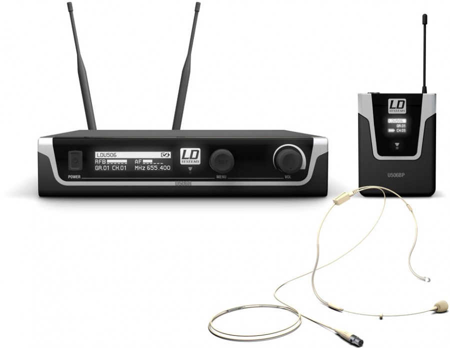 LD Systems U506BPHH Funkmikrofon mit Bodypack und Headset hautfarben