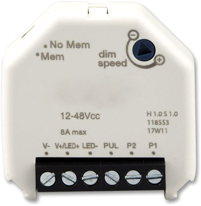 ISOLED Universal-Push PWM-Controller für LED Spots / Stripes, 1 Kanal, 12-24V 8A, 36-48V 6A