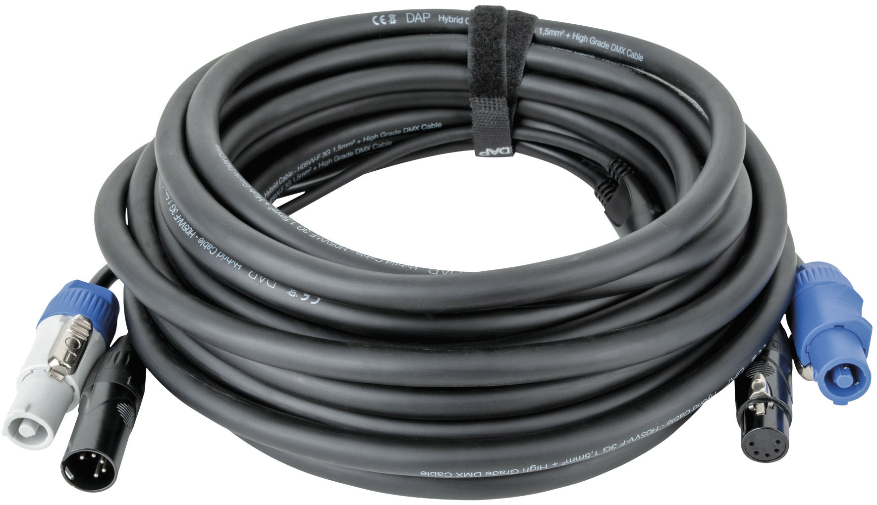 DAP-Audio FP21 Hybridkabel – Power Pro & 5-poliger XLR – DMX / Stromversorgung 10 m – schwarzer