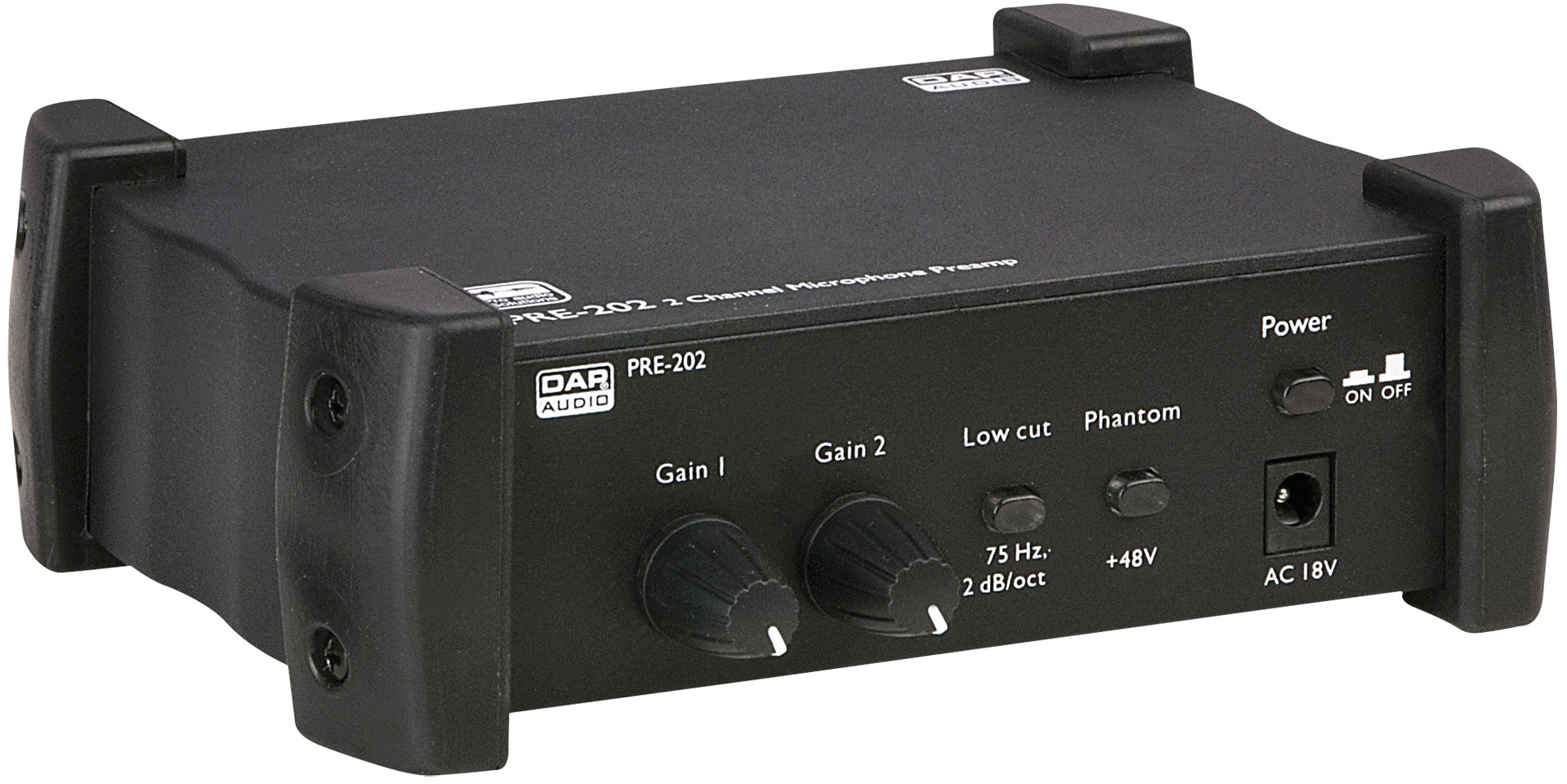 DAP-Audio PRE-202 2-Kanal-Mikrofonvorverstärker mit Klinken- und XLR-Anschlüssen