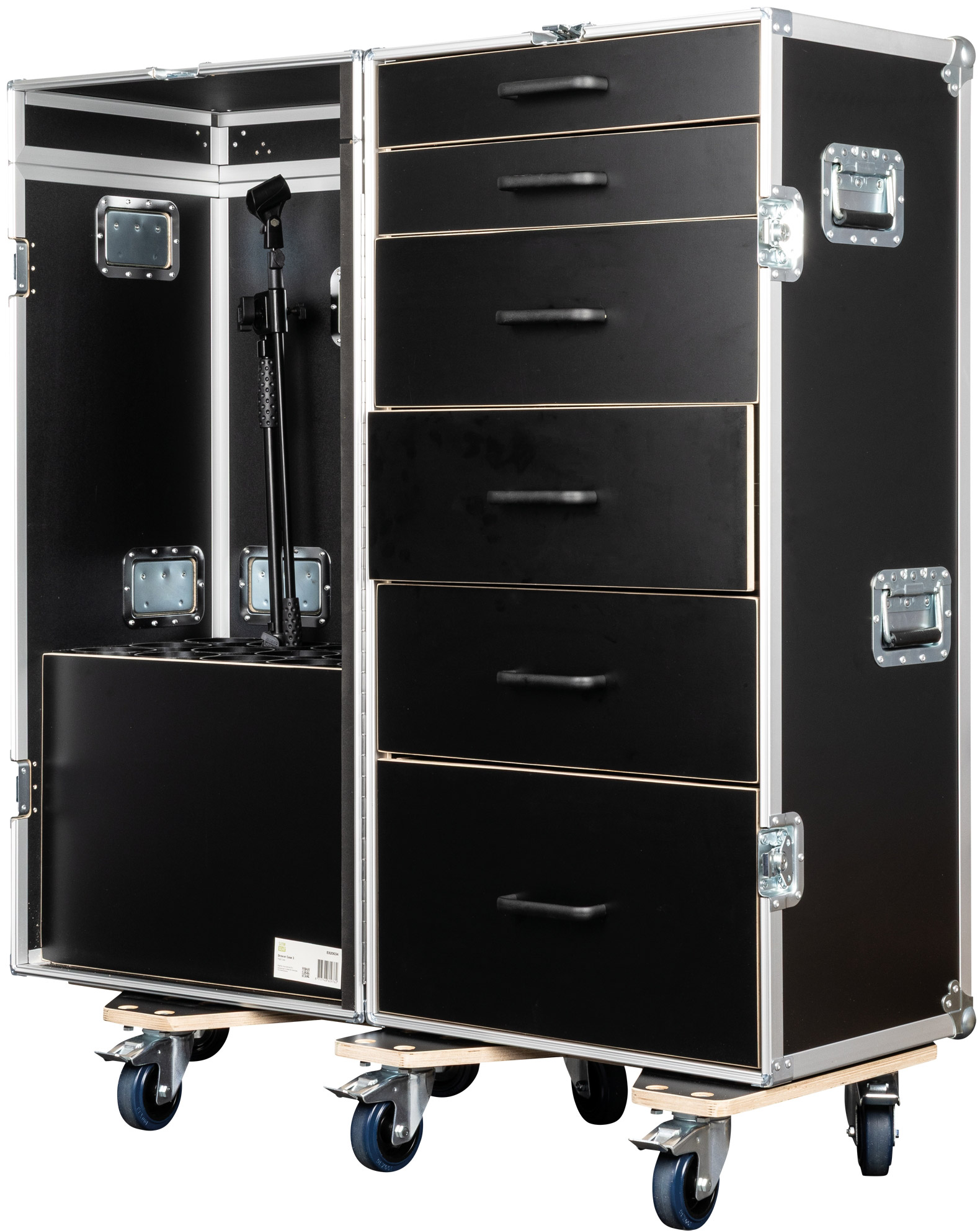 SHOWGEAR Schubladenkasten 3 mit 6 Schubladen und Platz für 15 Mikrofonständer