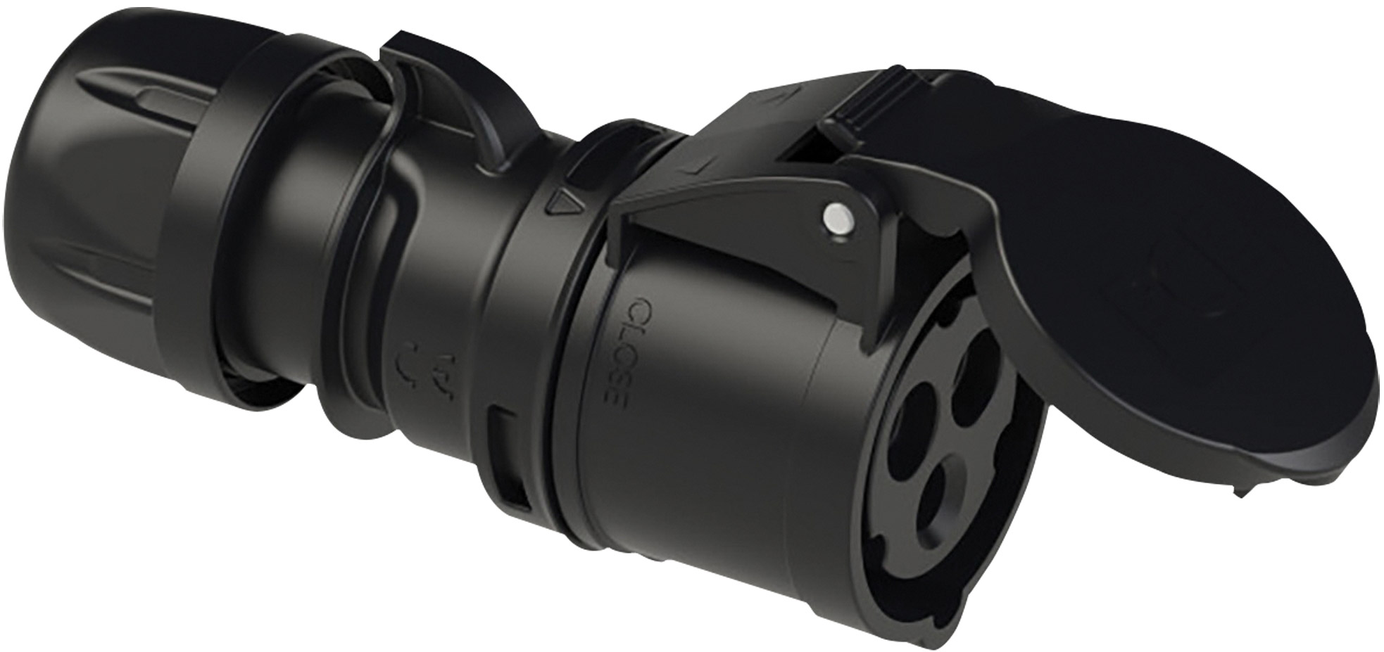 PCE CEE 32 A/240 V 3-polige Steckdose, schwarz – SHARK-Serie