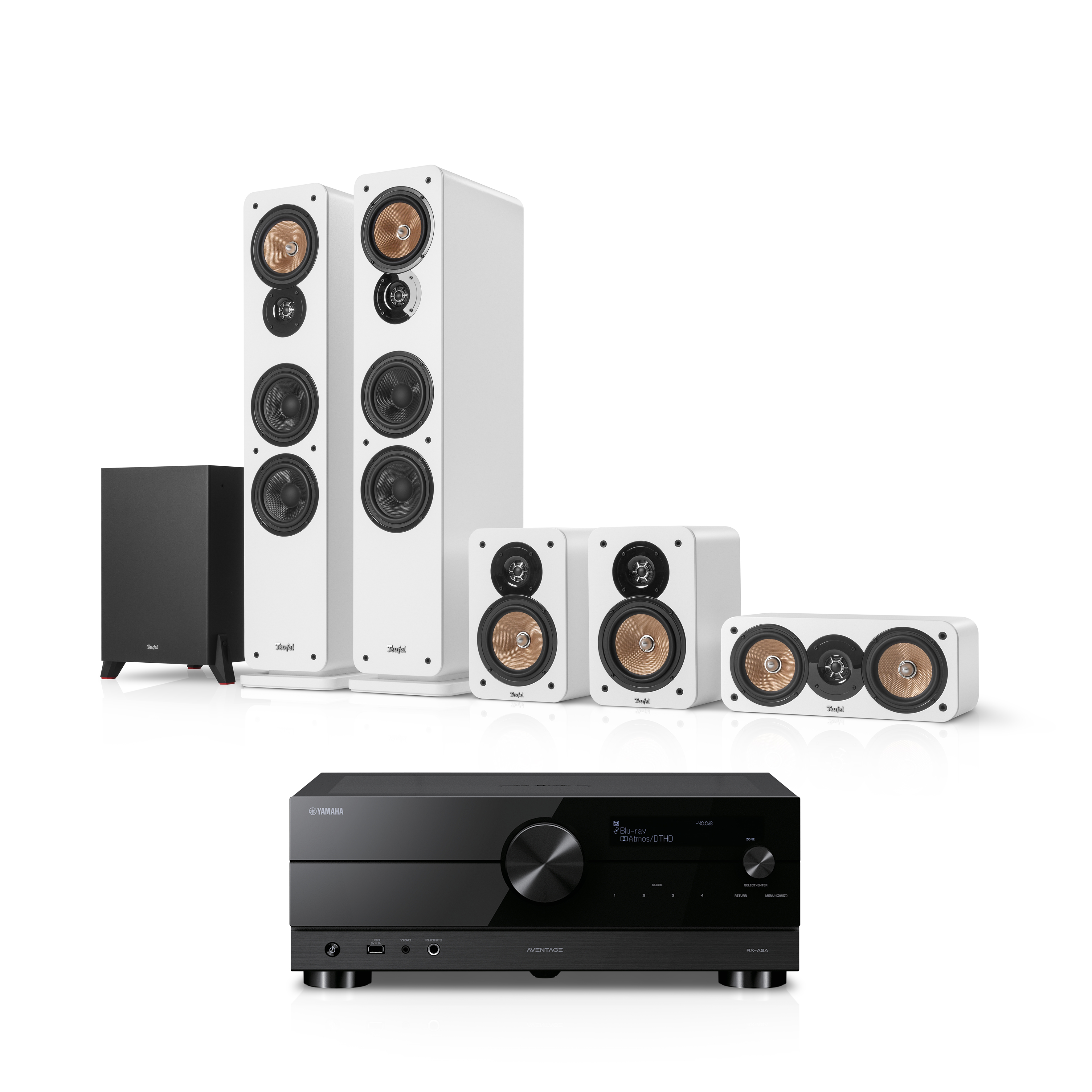 ULTIMA 40 Surround + Yamaha RX-A2A 'Ensemble 5.1' Blanc