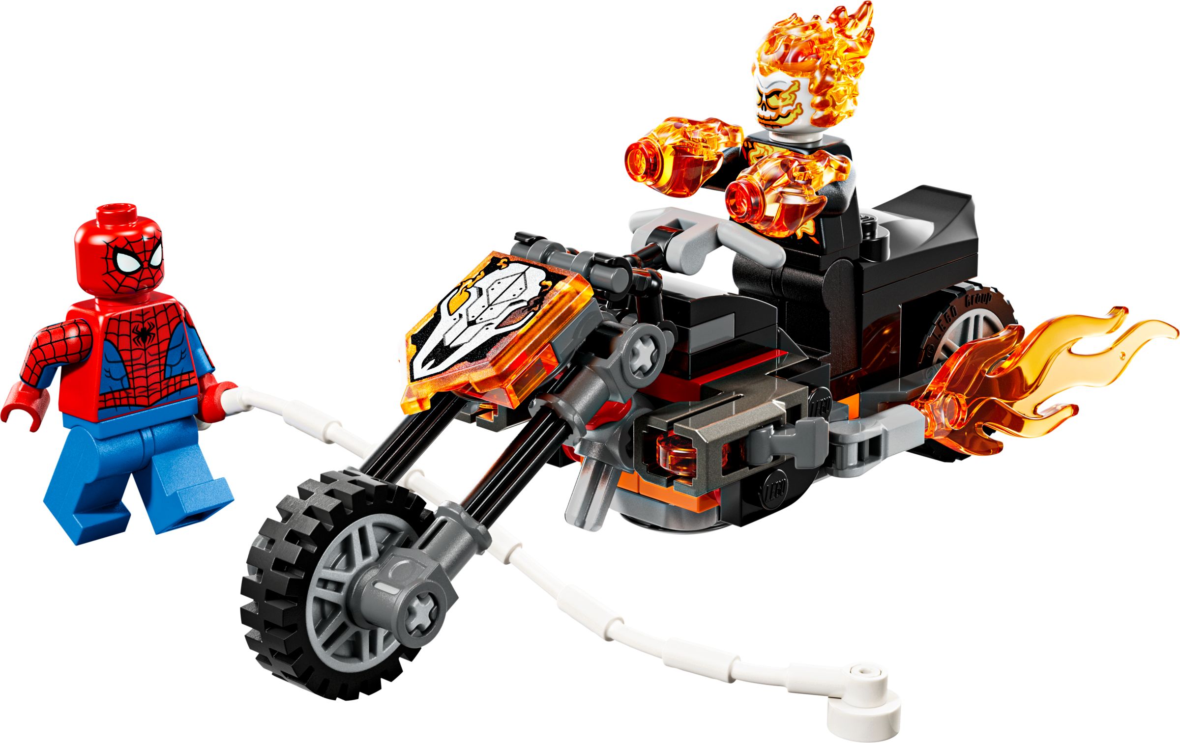 Spider-Man mod Ghost Rider på motorcykel