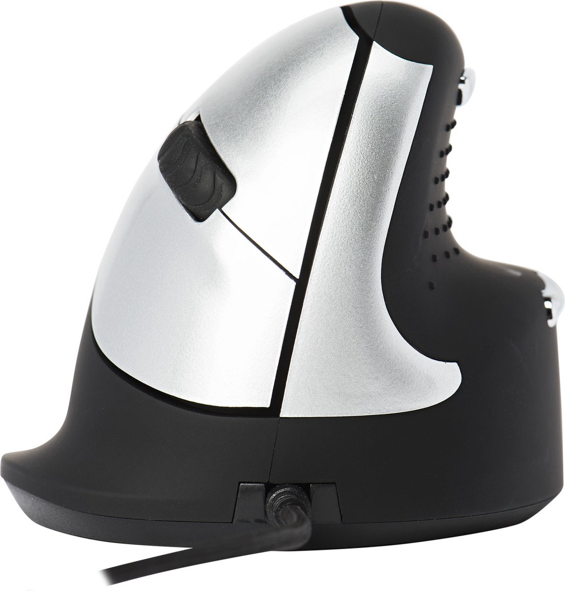 R-GO Tools RGOHE Mouse ergonomico USB Ottico Nero, Argento 4 Tasti 3500 dpi Ergonomico