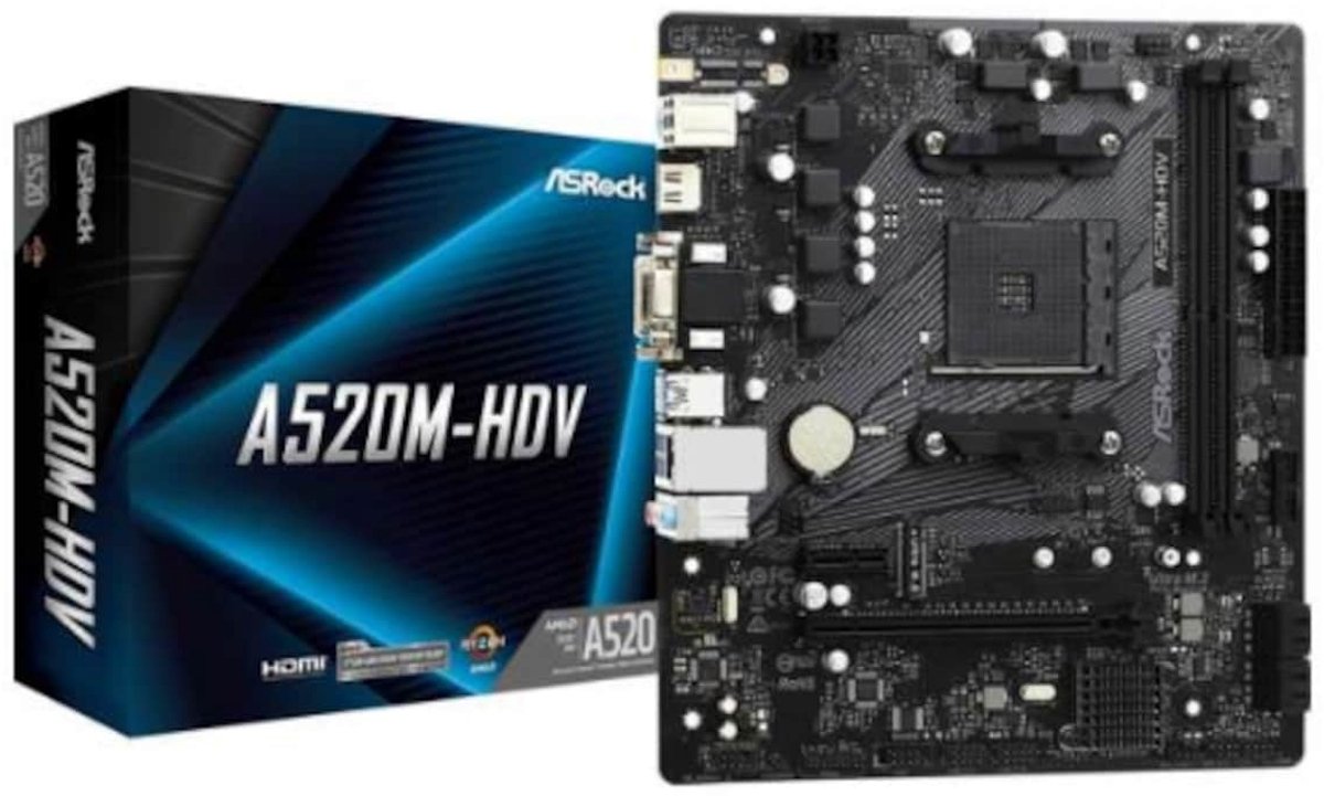 Placa Asrock A520M-HDV AMD AM4 2DDR4 HDMI PCIE3.0 SATA3 USB3.2 MATX