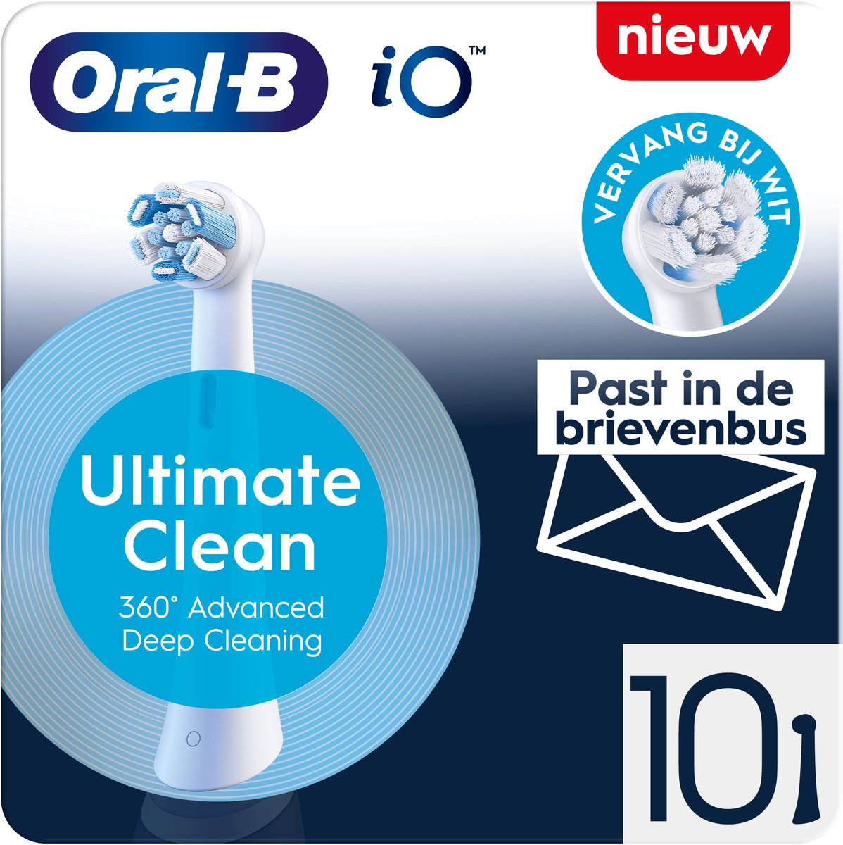 Oral-B iO Ultimate Clean Recambios Originales, Blancos, Pack de 10