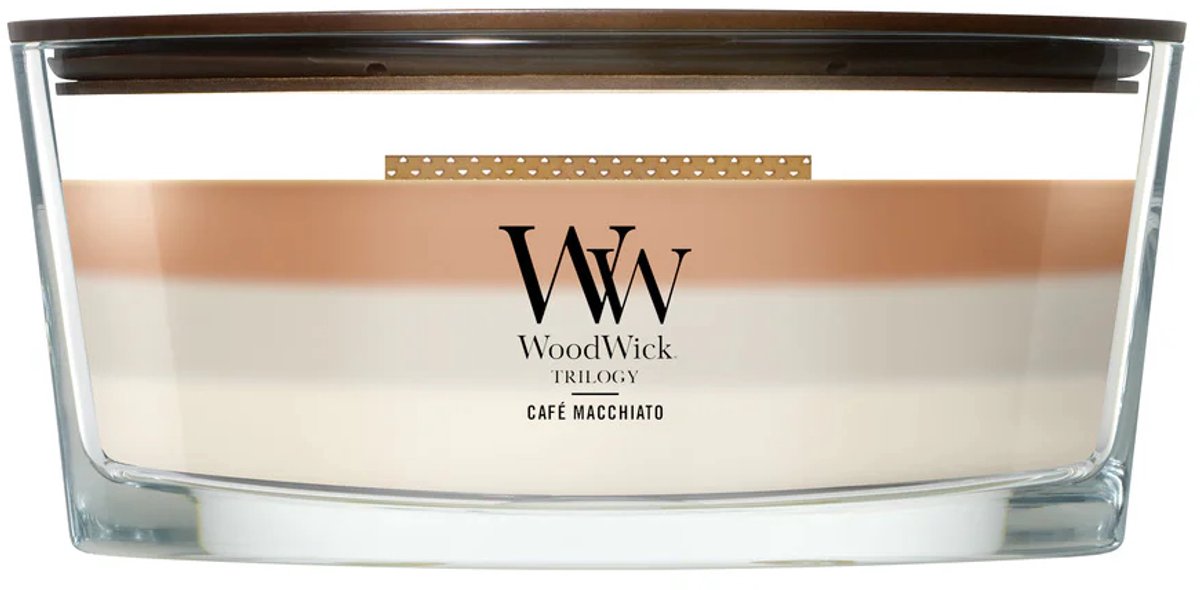 WoodWick Café Macchiato vela Elipse Blanco, Marrón 1 pieza(s)