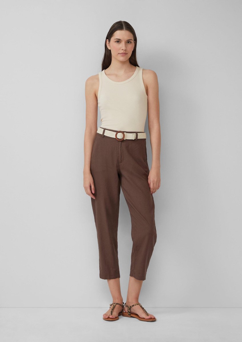 Leinenmix Chinohose mit geflochtenem Gürtel Damen s.Oliver