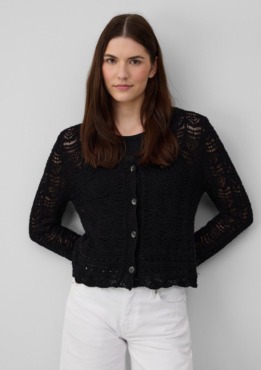 Lochstrick-Cardigan mit V-Ausschnitt für Damen s.Oliver