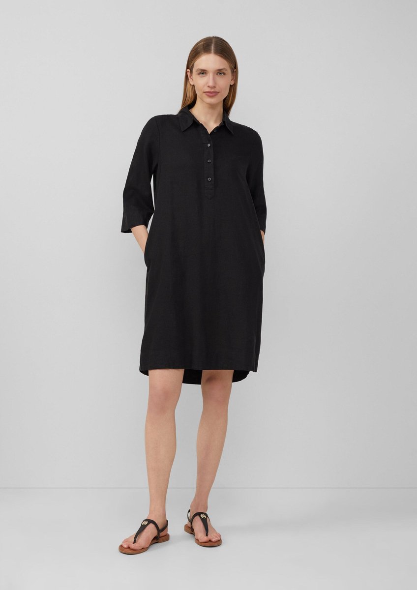 Kurzes Hemdblusenkleid aus Misch-Leinen mit Schlitztaschen für Damen s.Oliver
