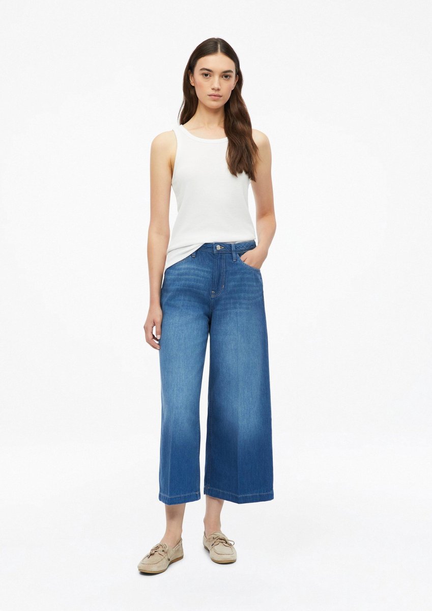 Jeans Wide Leg Culotte Gerade Passform Hohe Taille Weite Beine Damen s.Oliver Suri