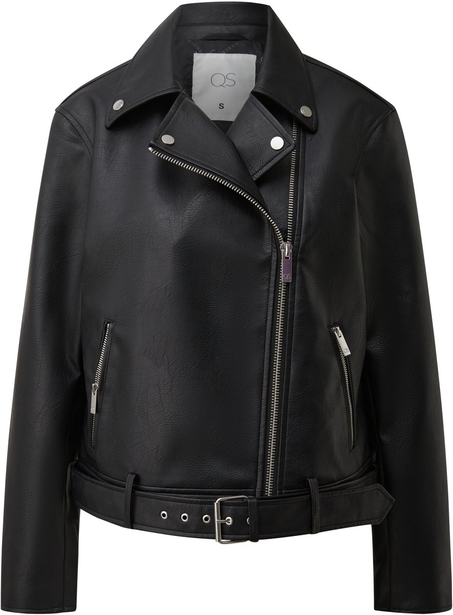 Frau Motorradjacke mit Kunstledergürtel QS