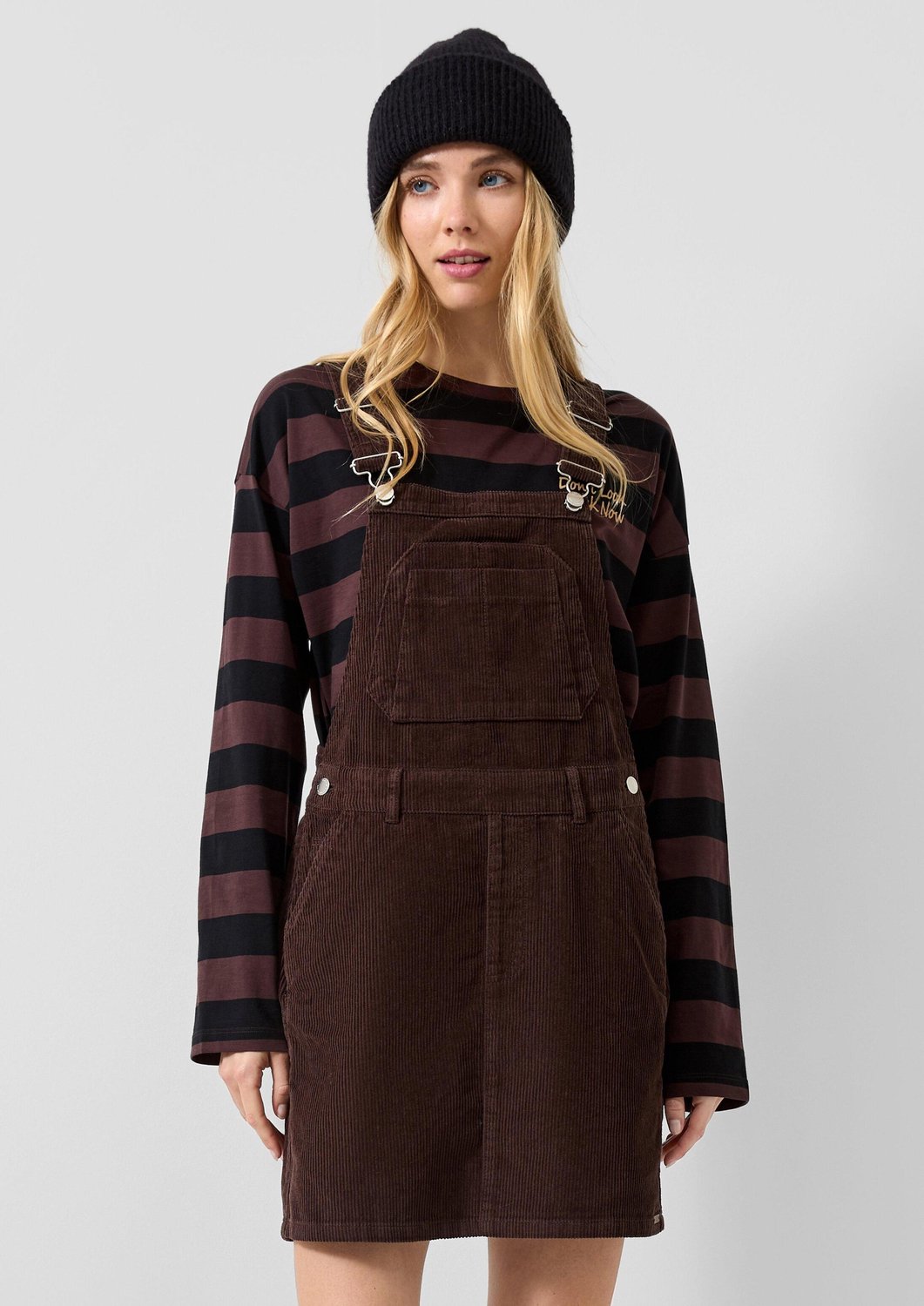 Kurzes Ribcord Latzkleid für Frauen QS