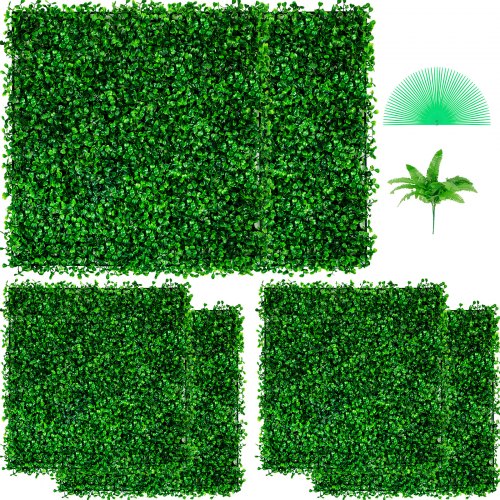 VEVOR Artificial Boxwood Panel UV 6pcs Boxwood Hedge Wall Panels, Artificial Grass Backdrop Wall 20" X 20" 4 cm Green Grass Wall, Fake Hedge for Decor Privacy Fence Indoor, Outdoor Garden Backyard