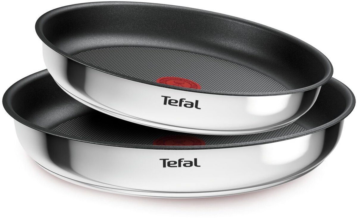Lote de sartenes Tefal L881S Ingenio, 22 cm, 26 cm, cazo, mando, inox