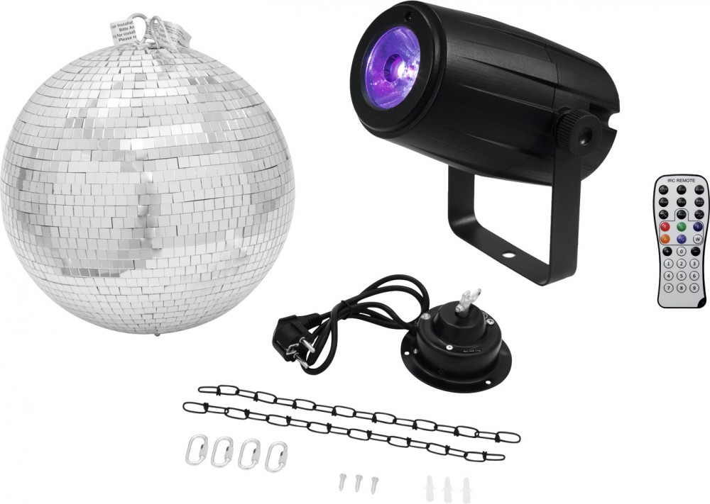 EUROLITE Set Spiegelkugel 30cm mit Motor + LED PST-5 QCL Spot sw