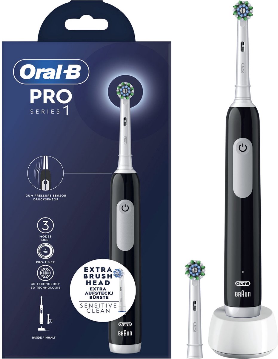 Cepillo dental eléctrico Oral-B PRO1, EB50RX + EB60X, negro