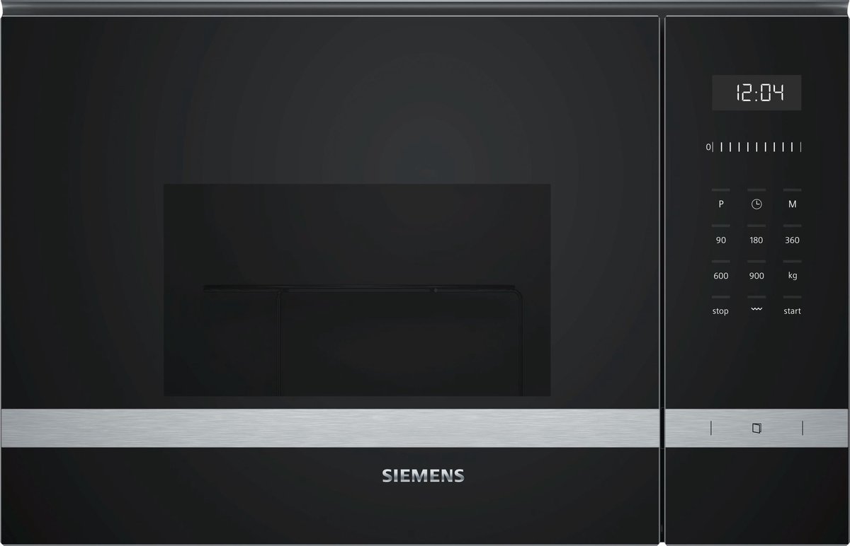 Microondas integrable Siemens BE555LMS0, 25 litros, apertura lateral izquierda, negro