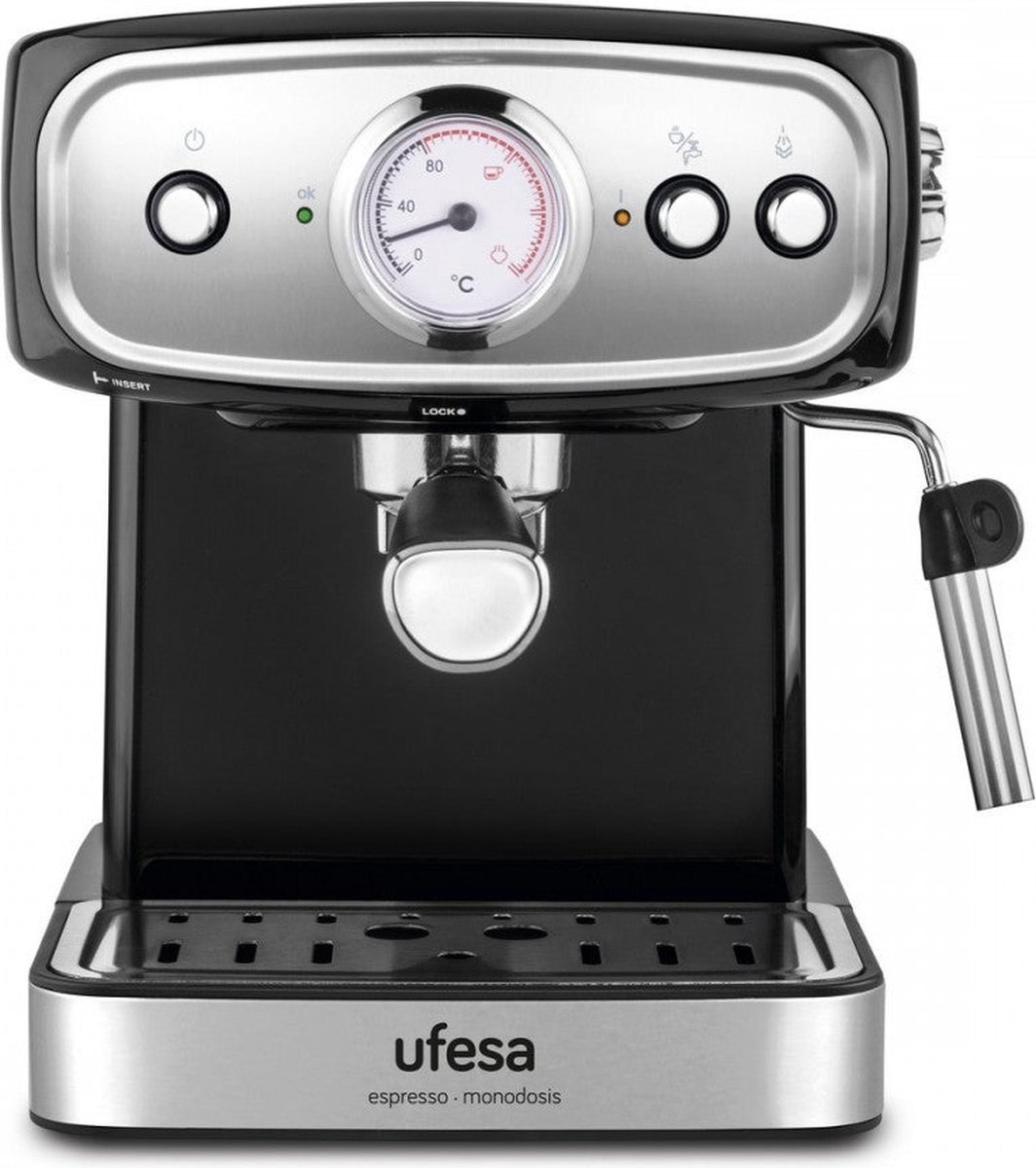Cafetera Espresso Ufesa CE7244, Bresscia, con brazo, inox