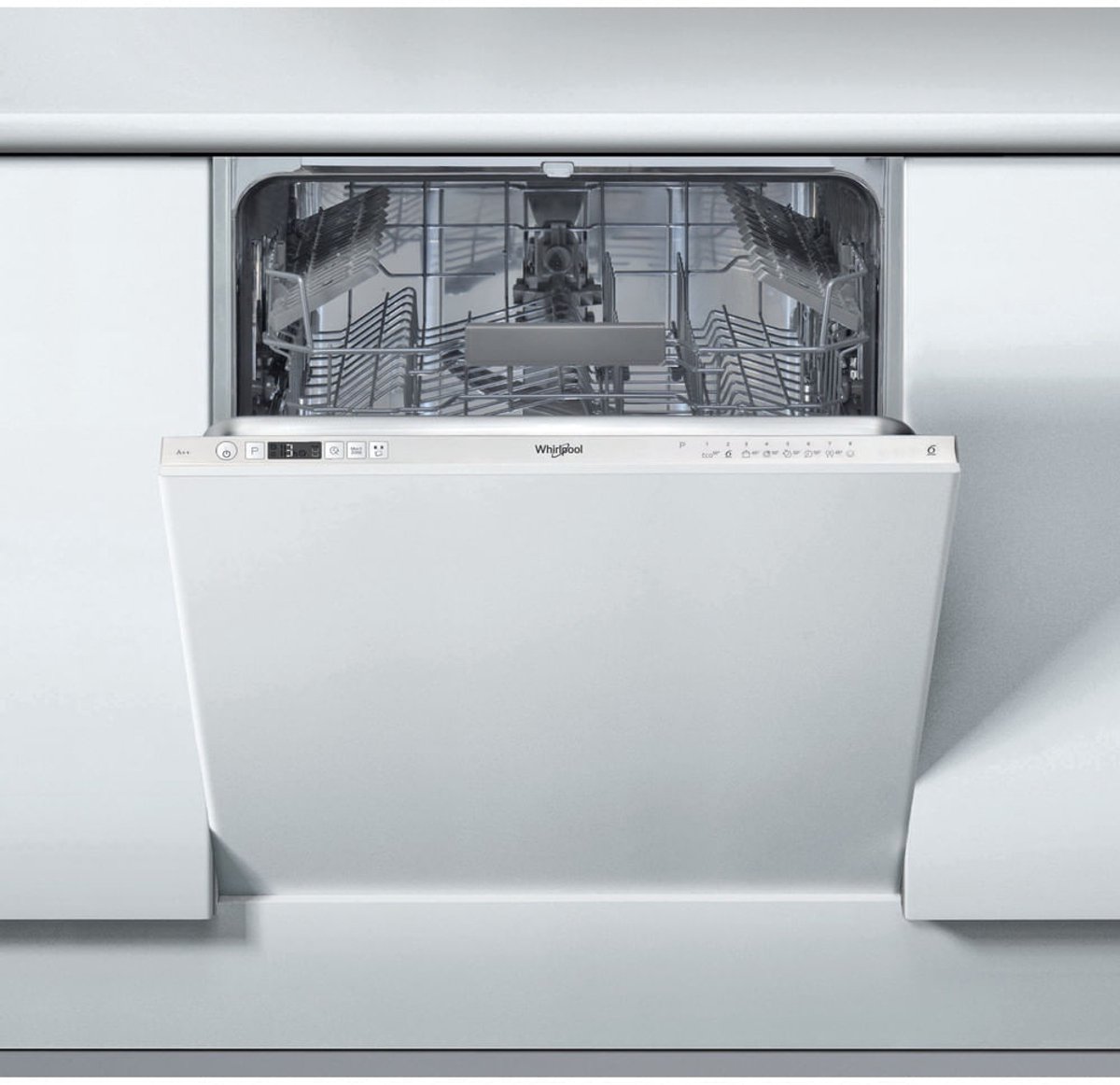 Lavavajillas integrable Whirlpool WRIC 3C26, 60 cm, 14 servicios, clase E, 95 kWh/100 ciclos, 46dB, 8 programas, NaturalDry, 6TH SENSE...