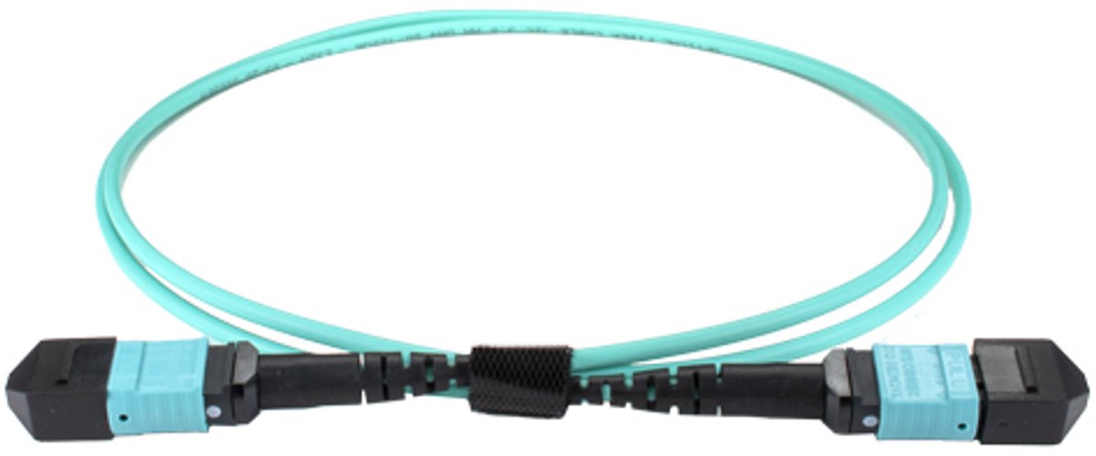 Cablenet 20m OM3 MPO (F) to MPO (F) Female 12F Aqua Trunk Cable Method