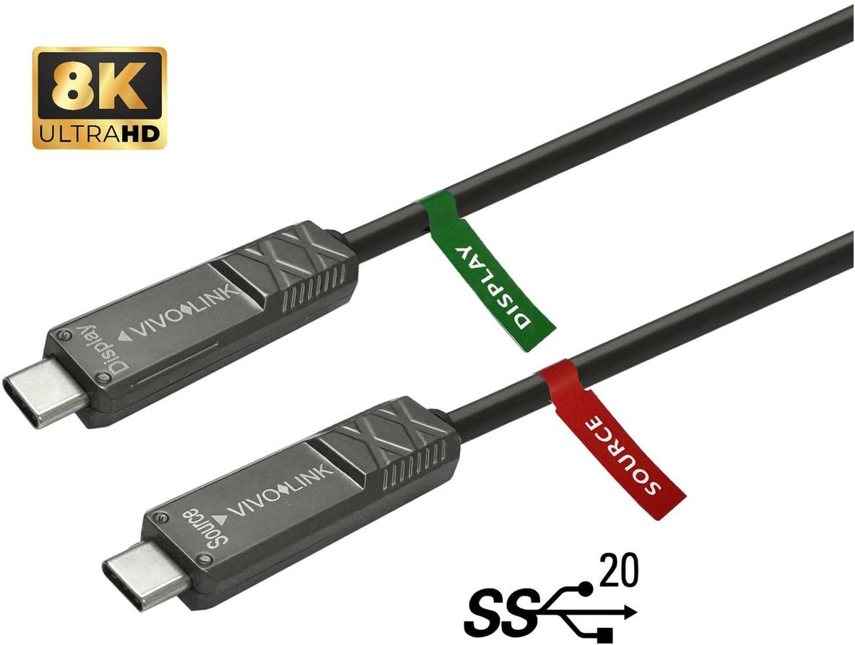 Vivolink PROUSBCMM12.5OP USB cable USB 3.2 Gen 2x2 12.5 m USB C 65 W B