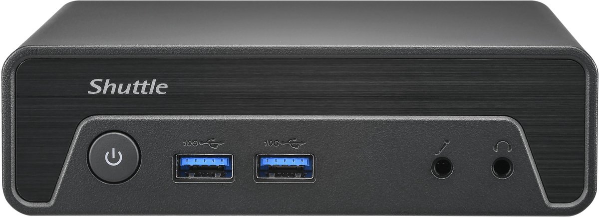 Shuttle Nano PC NE10N. Intel N 100. 1x HDMI. 1x DP. 6x USB. 1x LAN. fa