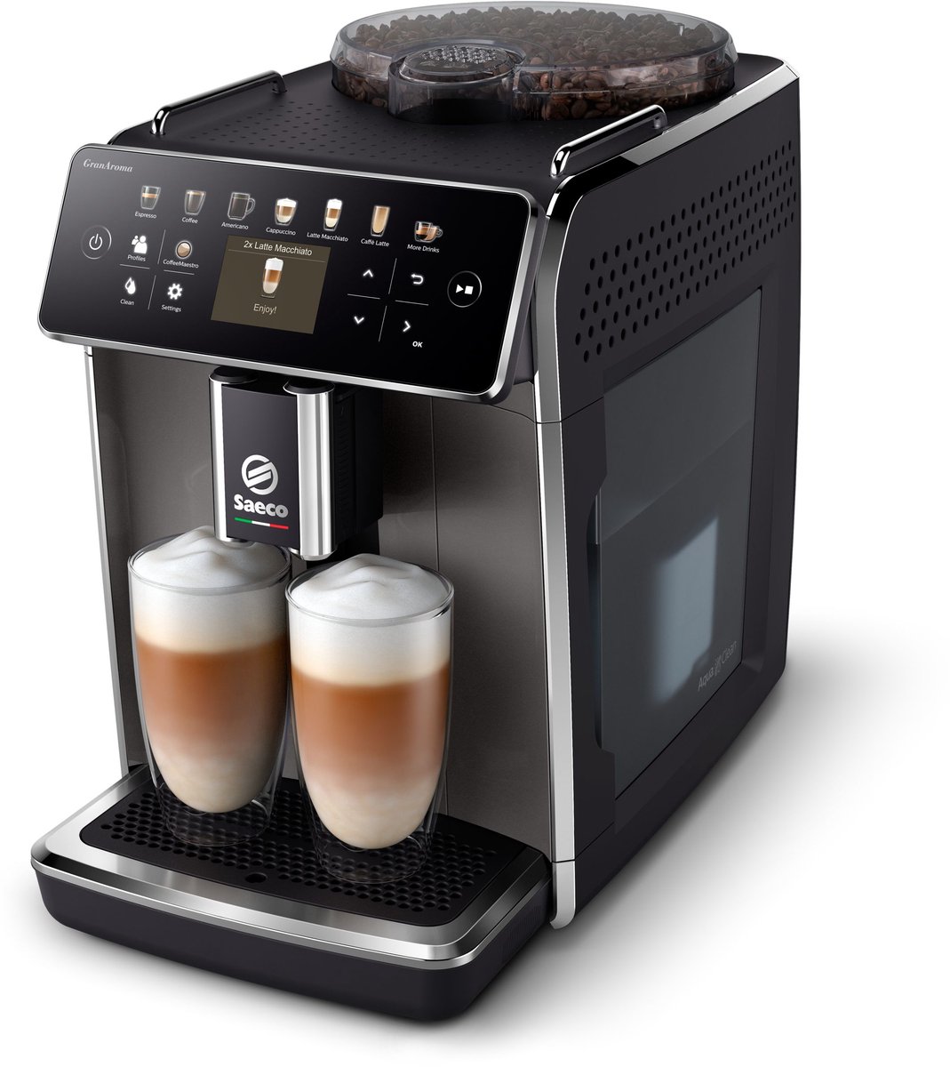 Saeco GrandAroma SM6582/10 Helautomatisk kaffemaskin bönor - Mörkgrå