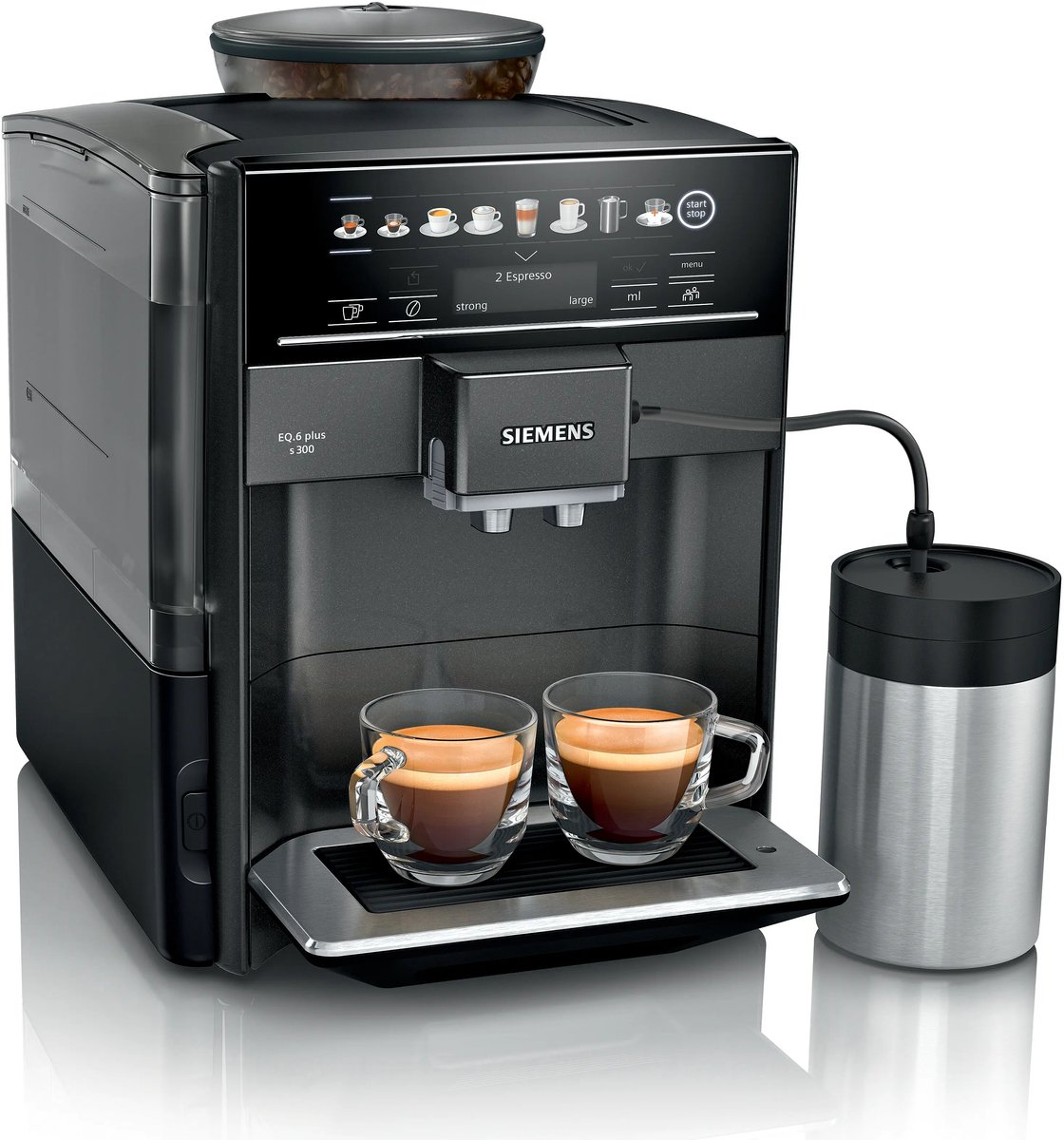 Siemens EQ6 Plus S300 TE653M19RW Helautomatisk kaffemaskin bönor - Svart