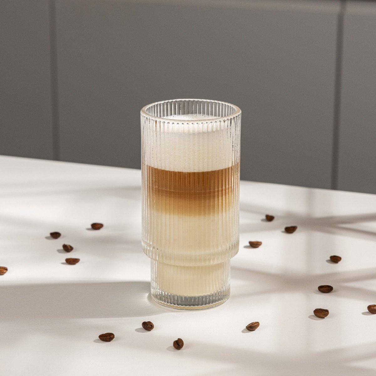 Räfflad latte macchiato glas CHiATO, 480 ml