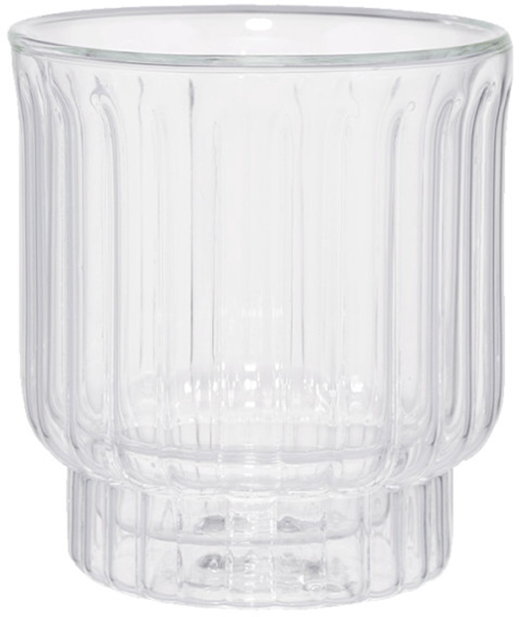 Dubbelväggig räfflad lattteglas CHiATO, 300 ml – Transparent