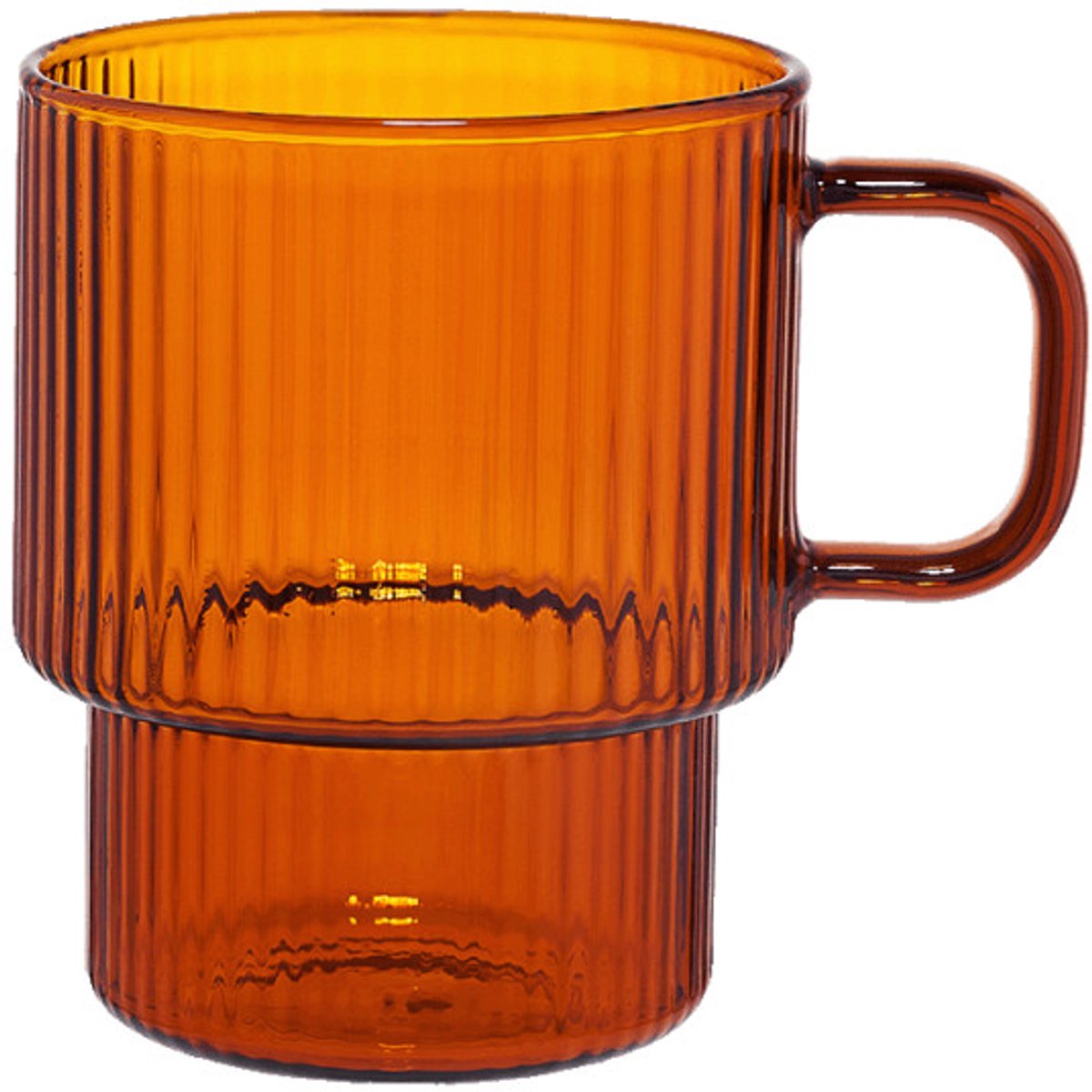 Räfflad latteglas med handtag CHiATO, 260 ml – Brun