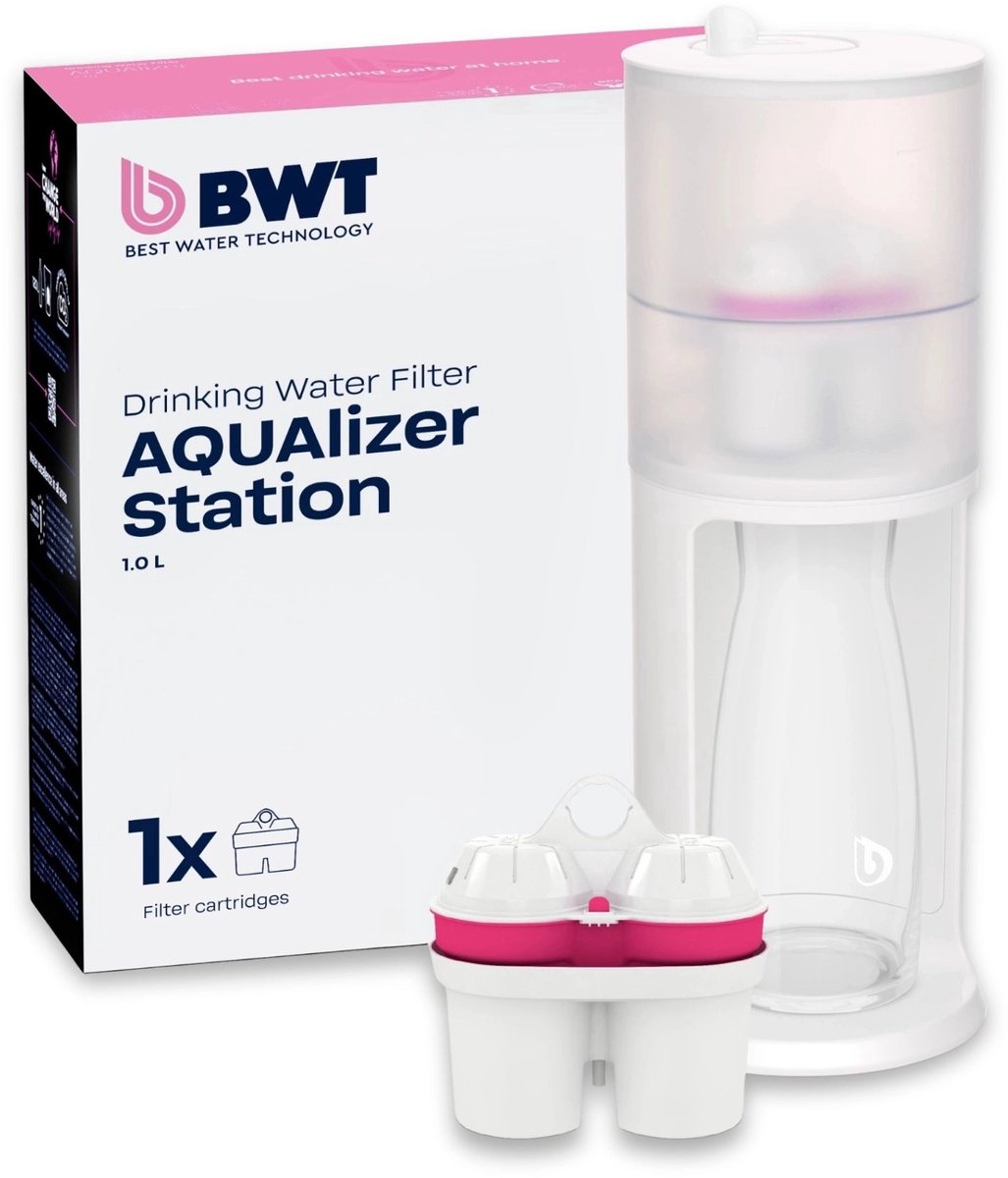 BWT AQUAlizer-station inkl. 1 magnesium-mineraliserad patron & 1 glaskaraff