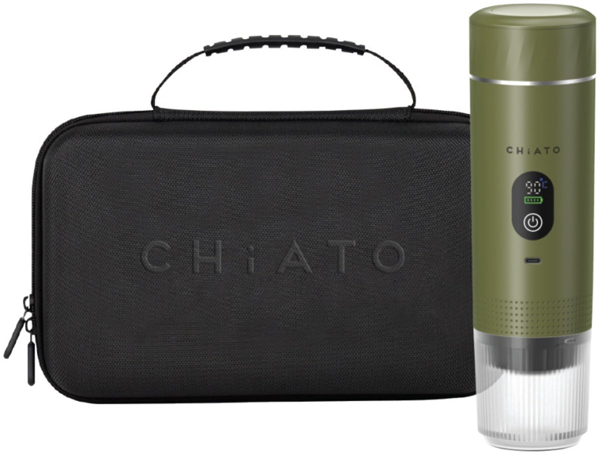 CHiATO brewPLAY Smart Traveller set med bärbar espressomaskin – Grön