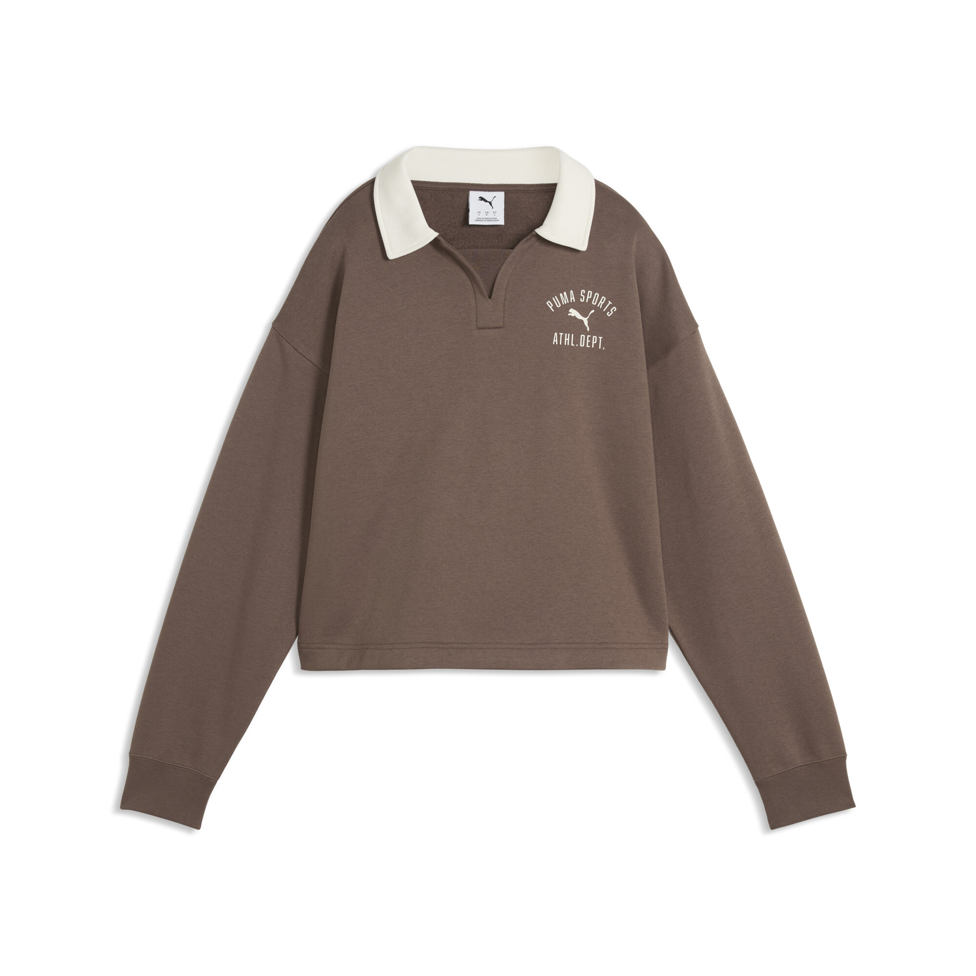 PUMA Varsity Fleece Relaxed Polo-Sweatshirt Damen, Kleidung, Braun, XXS