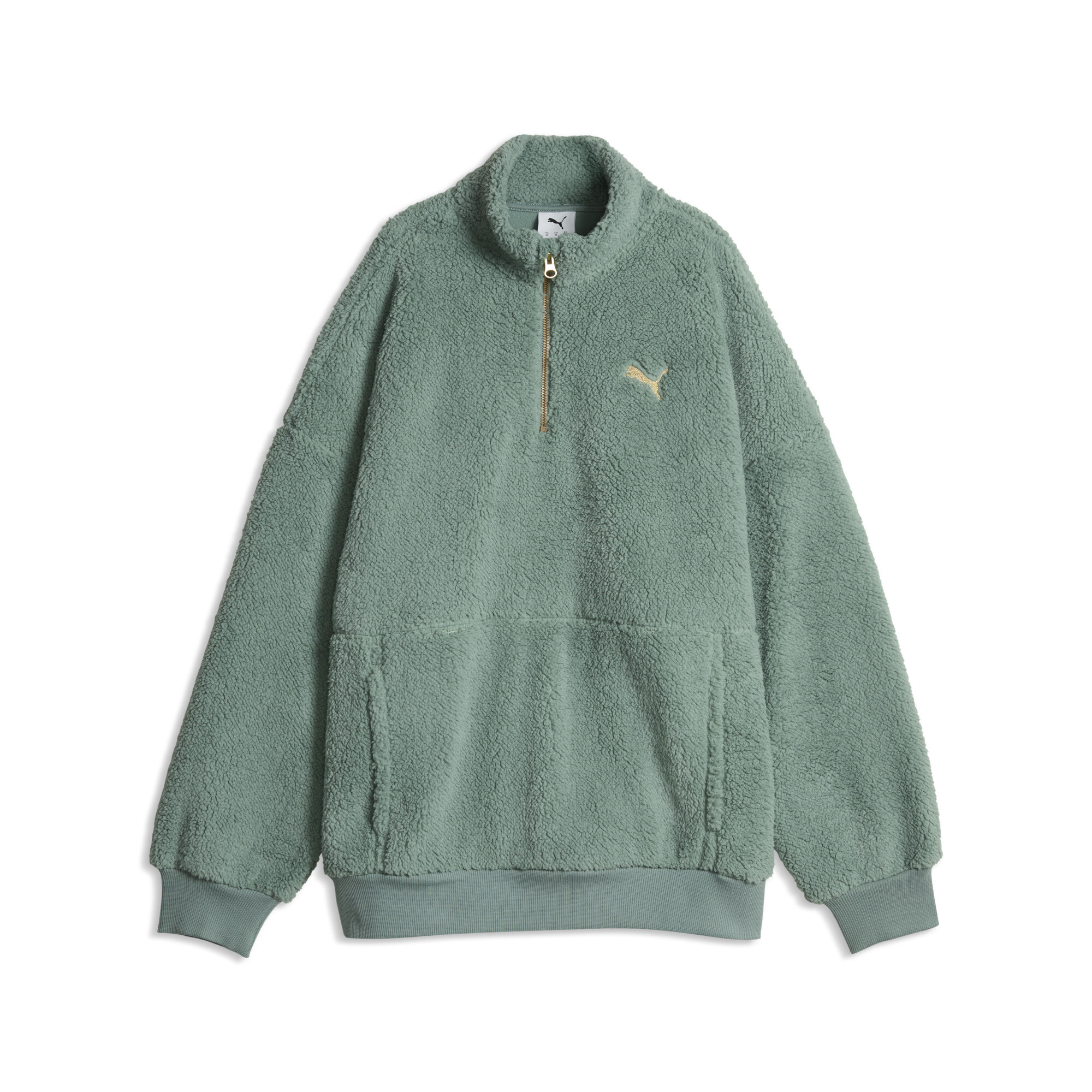 PUMA Sherpa Half Zip Oversized Sweatshirt Damen, Kleidung, Grün, L