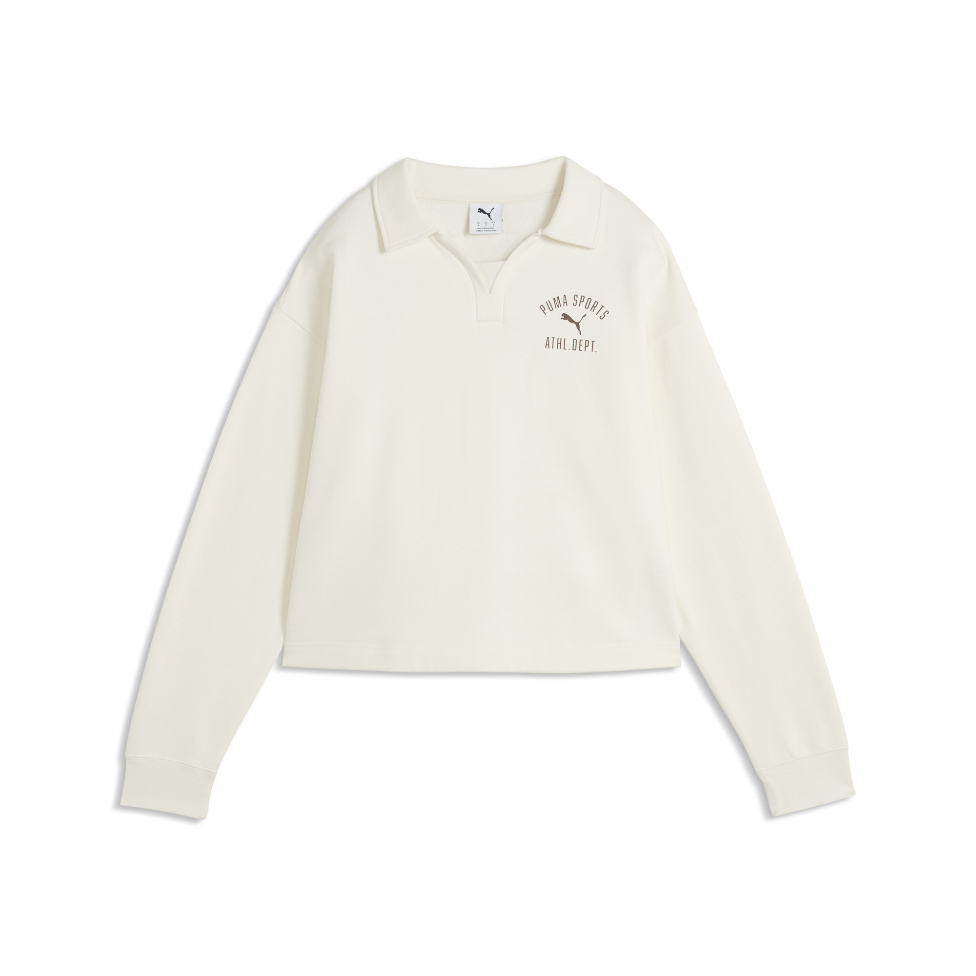 PUMA Varsity Fleece Relaxed Polo-Sweatshirt Damen, Kleidung, Weiß, S
