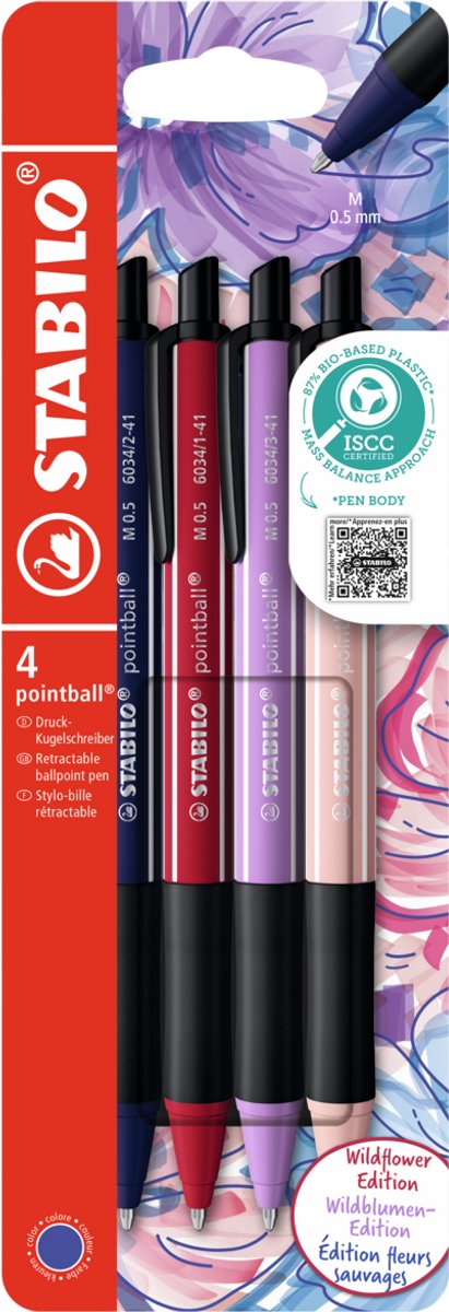 5 x Stabilo Kugelschreiber pointball NatureColors Wildflower Kartonetu