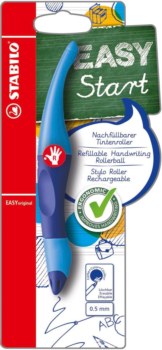 5 x Stabilo Rollerball Easyoriginal blau Rechtshänder