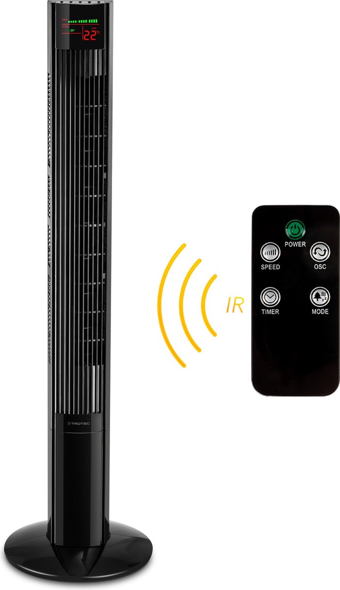 Ventilador de torre con mando a distancia TVE 32 T / Oscilación de 60° / 45 W