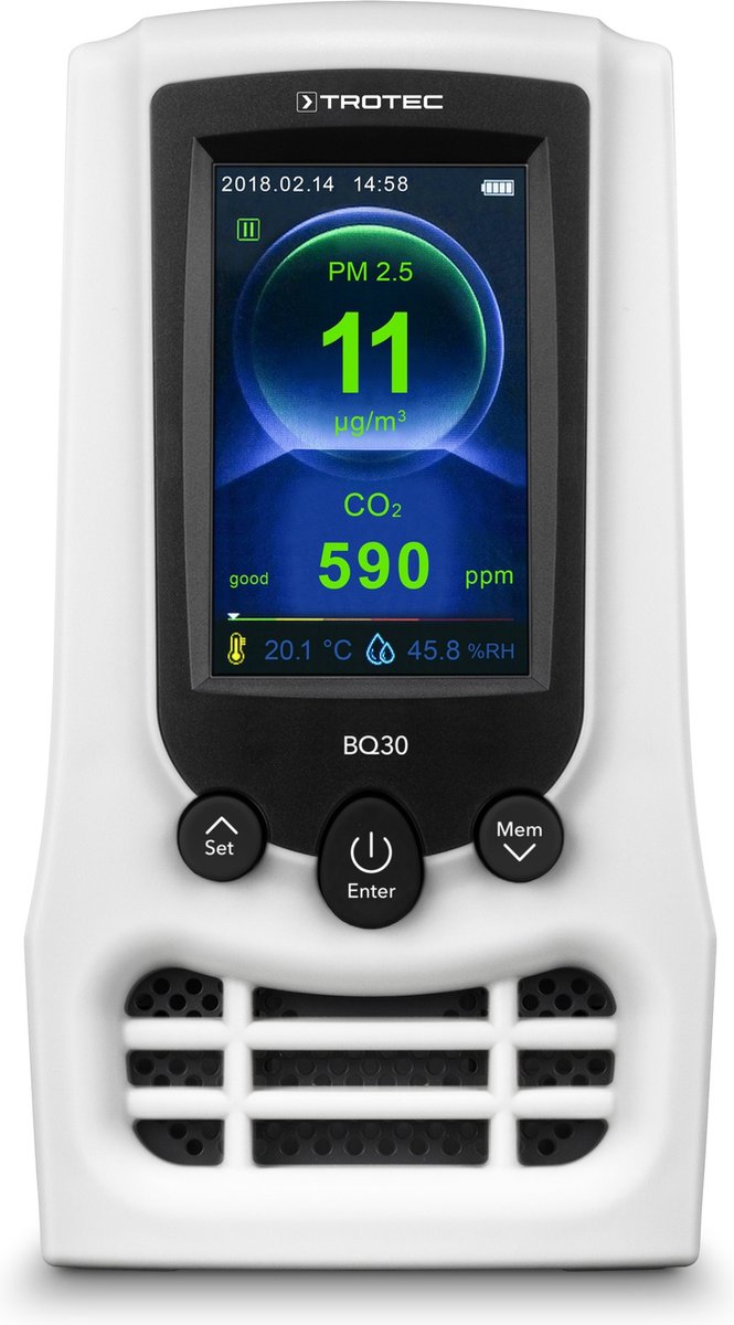 Monitor de calidad del aire CO2 y medidor de partículas BQ30
