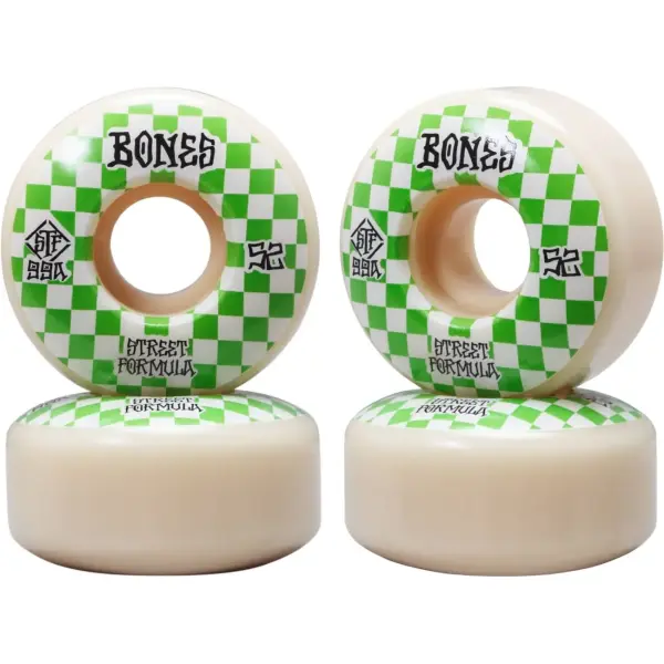 Skateboard Rollen Bones STF V3 Slims 4 Stk. (52mm - Weiß/Grün)