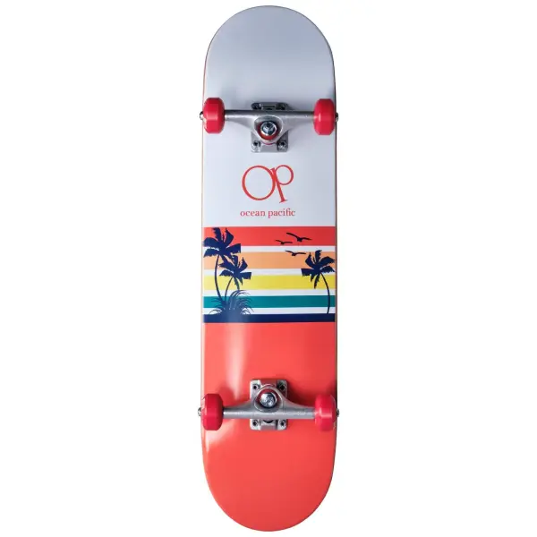 Skateboard Complet Ocean Pacific Sunset (8" - Blanc/Rouge)