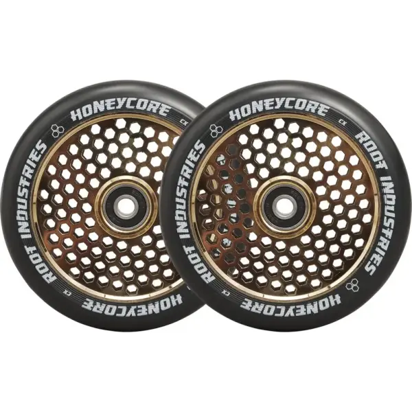 Roues Trottinette Freestyle Root Honeycore Noir 120mm Pack de 2 (120mm - Gold Rush)